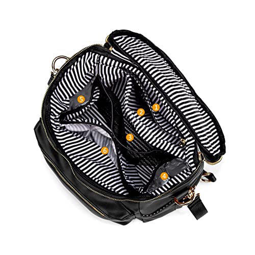 Minsong Diaper Bag Backpack,Fashion Leather Mommy Backpacks,Travel Toddler Baby Diaper Bags with in Bag Organizer and Changing Pad (Black) - Image 5