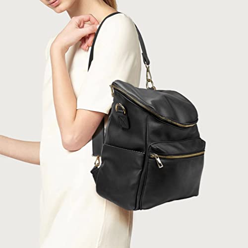 Minsong Diaper Bag Backpack,Fashion Leather Mommy Backpacks,Travel Toddler Baby Diaper Bags with in Bag Organizer and Changing Pad (Black) - Image 4