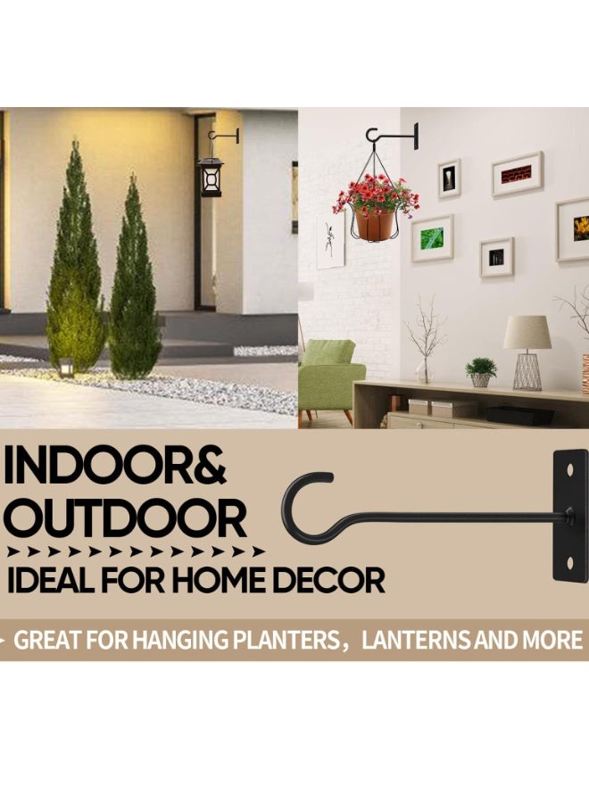 Metal Plant Hooks Wall Mounted Bracket, 6 Inch, Black, 2 Pack, for Indoor Outdoor Hanging Planters, Bird Feeders, Lanterns - Image 2