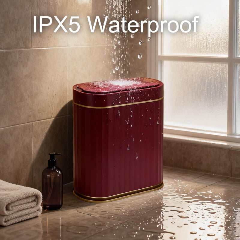 ELPHECO Bathroom Motion Sensor Trash can 2 Gallon Automatic Garbage Can, Slim Plastic Smart Trash Can with Lid, Commercial Intelligent Trash Bin for Bedroom, Bathroom, Office, Burgundy - Image 5