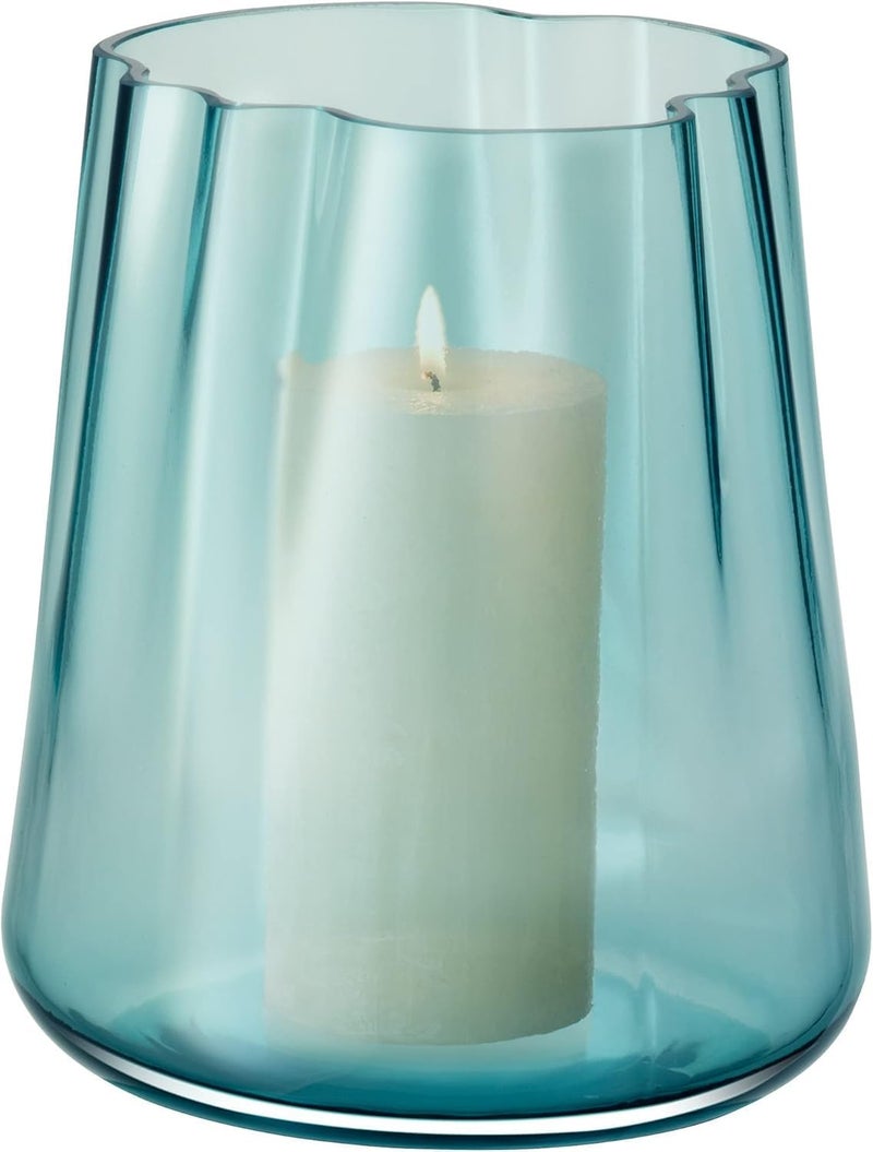 LSA Lagoon Tealight Holder Vase Sea Green Glass Decor H18.5cm | Handmade in Poland - Image 2