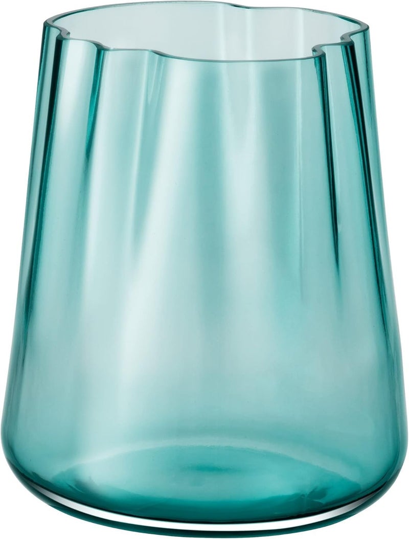 LSA Lagoon Tealight Holder Vase Sea Green Glass Decor H18.5cm | Handmade in Poland - Image 3