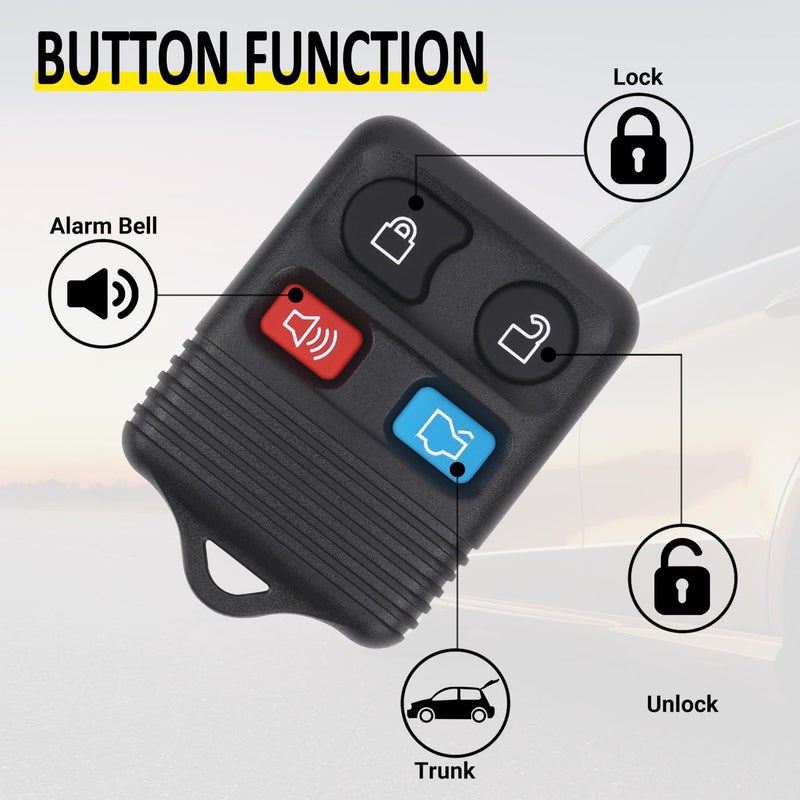 Vurkcy مفتاح فوب عن بعد للدخول بدون مفتاح من متوافق مع Ford Escape Explorer Expedition Focus Fusion Mustang Taurus، Lincoln، Mercury، Mazda، بديل لـ CWTWB1U345، 4 أزرار (عبوة من 2) - Image 4