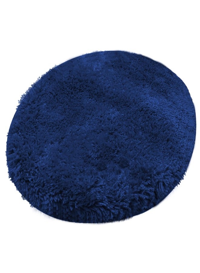 Reyox Plush Shaggy Bath Rug, Contour Mat and Toilet Lid Cover, Soft Microfiber Non Slip Bathroom Rugs Navy Blue Lid Cover - Image 1