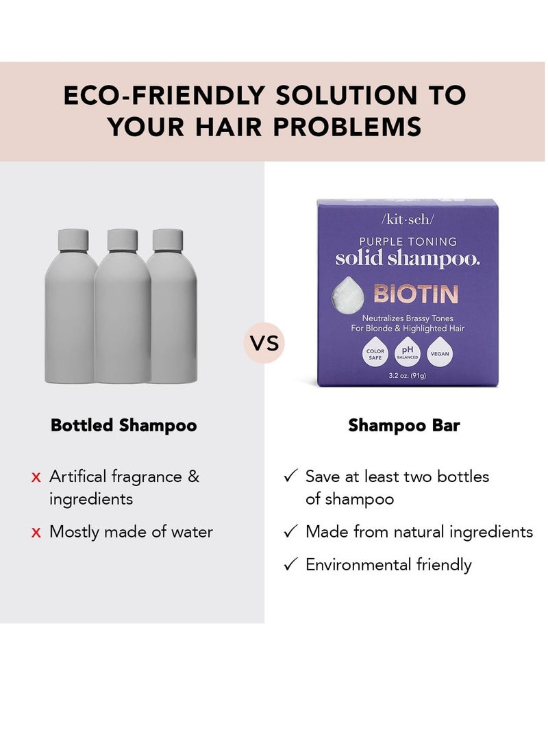 Kitsch Purple Shampoo Bar for Blonde Hair Toning Purple Shampoo Bars with Biotin for Strengthening Hair and Neutralizing Brassy Tones Vegan Solid Shampoo Bar for Hair Shine Zero Waste 3 2 oz - Image 4