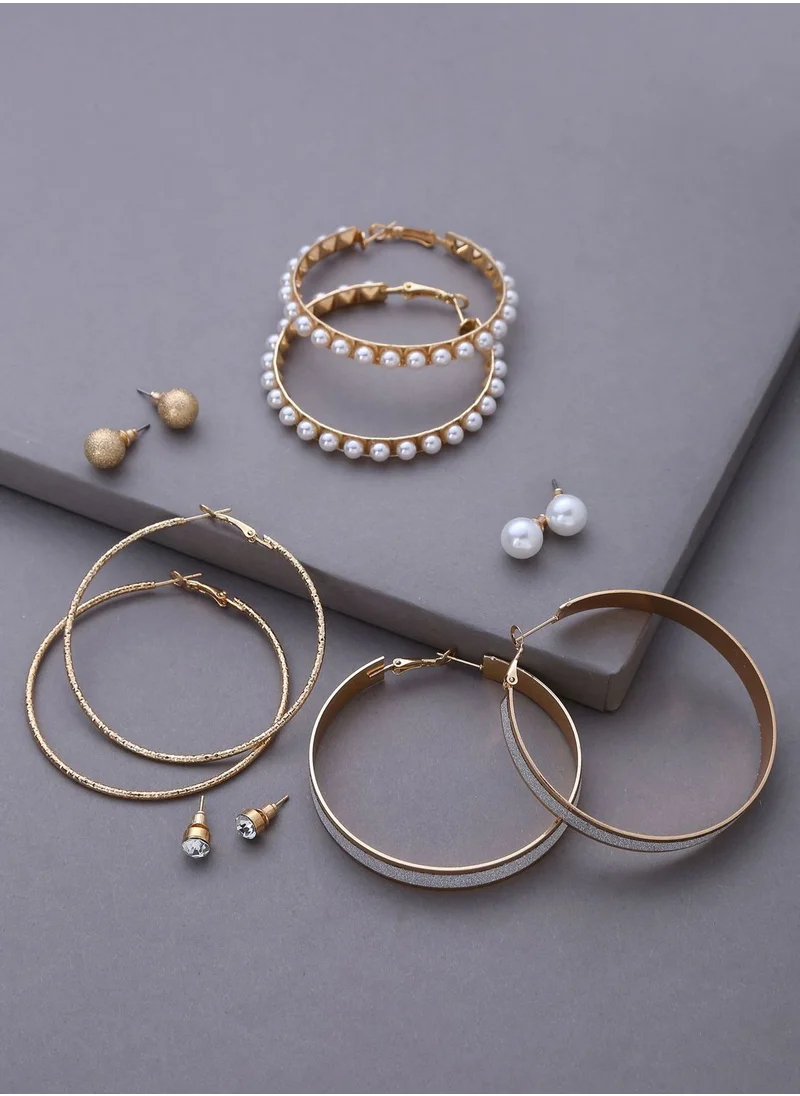 SOHI Pack of 3 Designer Hoop Earrings