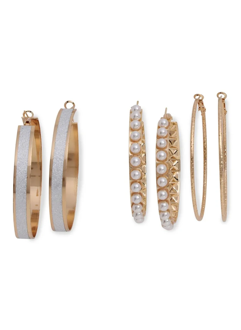 SOHI Pack of 3 Designer Hoop Earrings