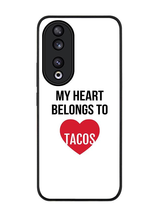 Stylizedd Rugged Black edge case for Honor 90 5G, Slim fit Soft Case Flexible Rubber Edges Anti Drop TPU Gel Thin Cover -  My heart belongs to tacos - Image 1