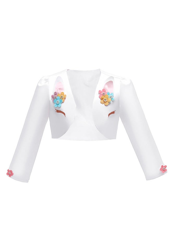 Girls' Coat With Unicorn Elements, Mesh Dress, New European And American Children's Clothing On And Appliqué Flower Girl Dress