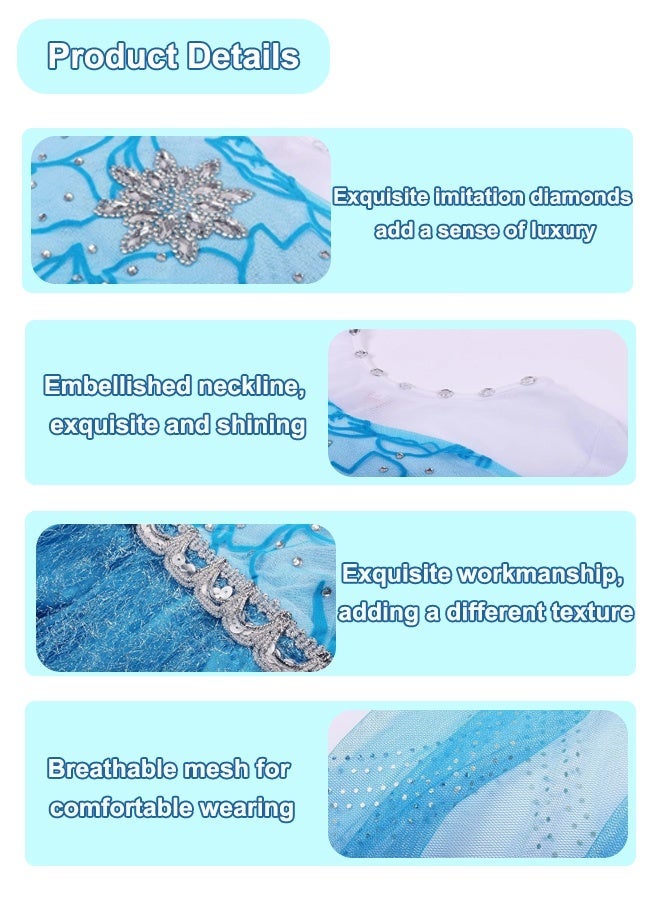 Princess Dress Set, Gorgeous Elsa Costume with 7 PCS Accessories, Luxury Princess Costume with Cape, Frozen Party Dress up, Elegant Princess Dress Up Costume for Girls, Performance Dress for Fancy Dress Parties, Birthdays, Prom Outfits and Cosplay Activities - Image 5