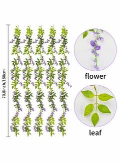 Excefore Artificial Wisteria Vine Garland, Decorative Artificial Flora Plants, Fake Flowers Hanging Garland Arts For Ceremony Party Home Wedding Wall Panel Decoration5 x 6FT  (Lilac)  5 PCS  - Image 2