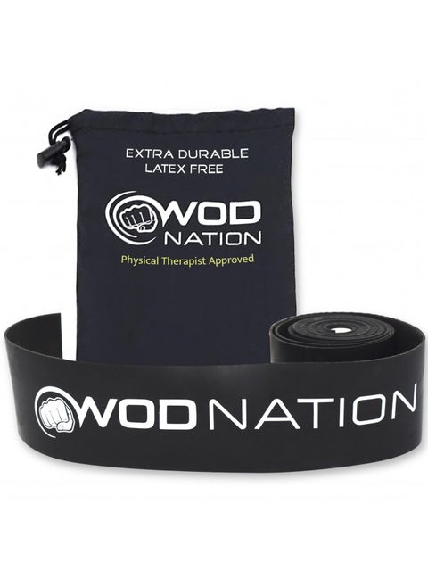 WOD Nation Muscle Floss Bands Recovery Band for Tack and Flossing Sore Muscles and Increasing Mobility : Stretch Band Includes Carrying Case (1 Black Heavy & 1 Red Medium)