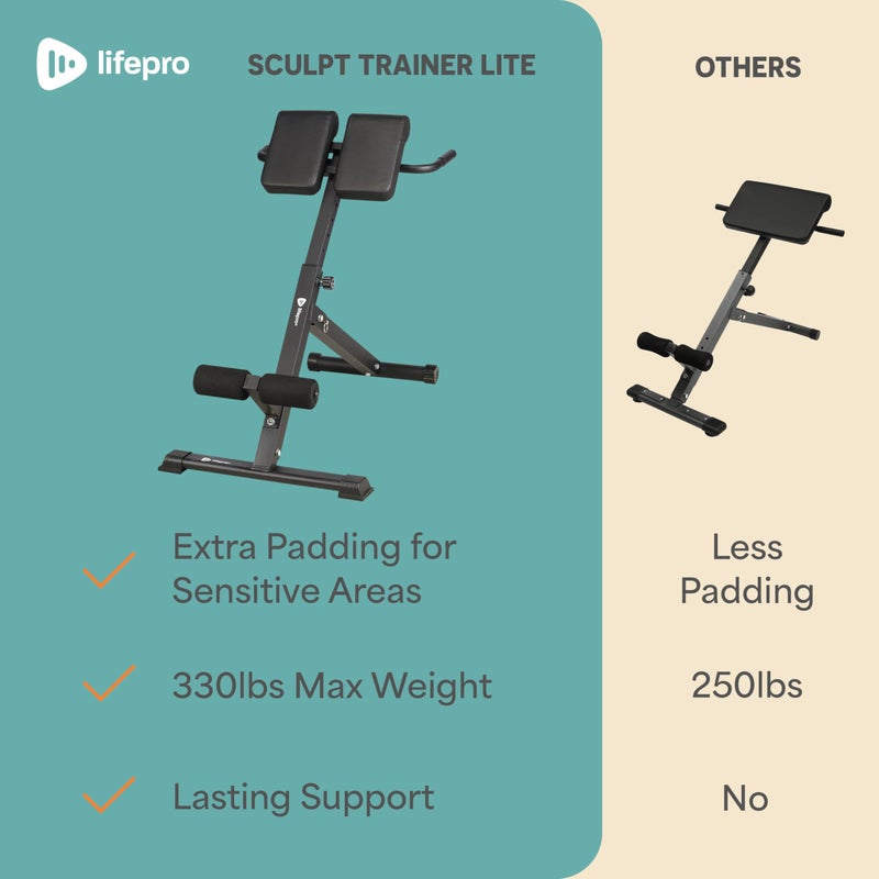 Lifepro SculptTrainer Roman Chair â€“ Hyperextension Bench for Strength Training â€“ Adjustable Back Extension Machine, Ab Bench & Foldable Sit-Up Bench for Athletes, Core Work & Home Gym Workouts - Image 4