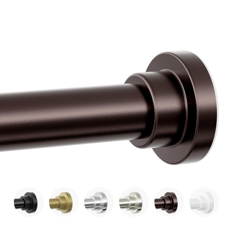 Mcrbeay Shower Curtain Rod, 1" Diameter Heavy Duty Tension Shower Rod, Non Slip Adjustable 28-74 inch No Drill Shower Curtain Rods Spring Tension For Bathroom, Shower Stall, No Rust, Bronze - Image 1