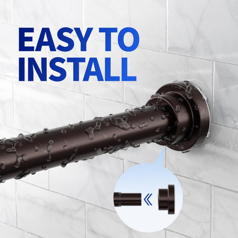 Mcrbeay Shower Curtain Rod, 1" Diameter Heavy Duty Tension Shower Rod, Non Slip Adjustable 28-74 inch No Drill Shower Curtain Rods Spring Tension For Bathroom, Shower Stall, No Rust, Bronze - Image 4
