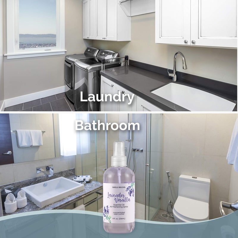 SMELLS BEGONE Essential Oil Air Freshener Spray - Odor Eliminator - 2 Pack - 8 Ounce (Lavender Vanilla) - Image 3