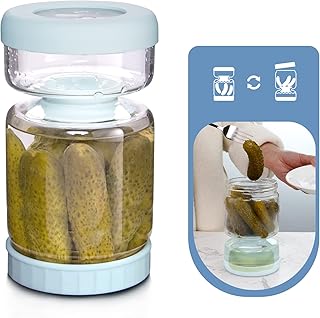 Luvan Pickle Jar with Strainer Flip, 34oz Pickle Container, Glass Pickle Juice Separator Jar-Leakproof Airtight Lid, - Image 1