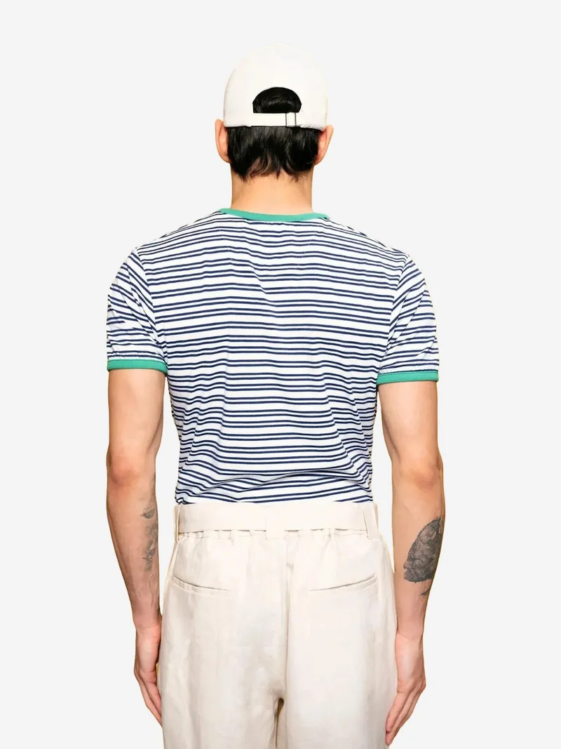 Giesto Navy Blue GIESTO Slim Fit Striped Crew Neck T-Shirt for Men | Best Price UAE