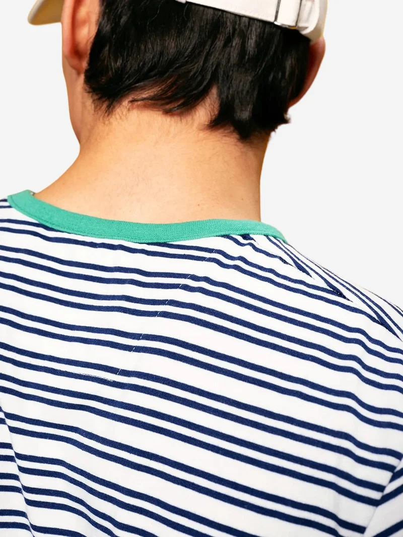 Giesto Navy Blue GIESTO Slim Fit Striped Crew Neck T-Shirt for Men | Best Price UAE