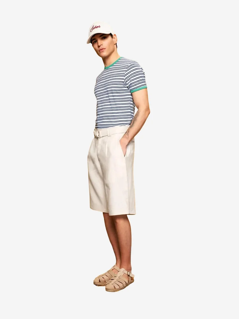 Giesto Navy Blue GIESTO Slim Fit Striped Crew Neck T-Shirt for Men | Best Price UAE