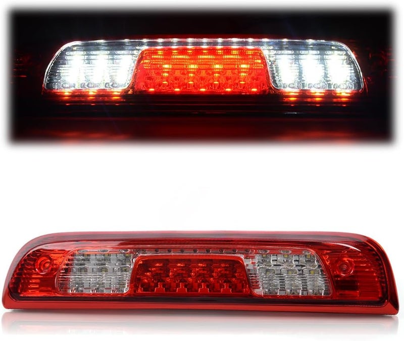 CHEDA Third 3D Brake Lights, Compatible with 2014-2018 Chevy Silverado GMC Sierra, Chrome Red Lens Clear Housing LED Bar Tail Cargo Lamp(Red/Clear lens Clear Bottoms) - Image 1