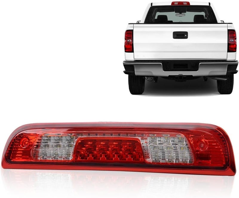 CHEDA Third 3D Brake Lights, Compatible with 2014-2018 Chevy Silverado GMC Sierra, Chrome Red Lens Clear Housing LED Bar Tail Cargo Lamp(Red/Clear lens Clear Bottoms) - Image 5