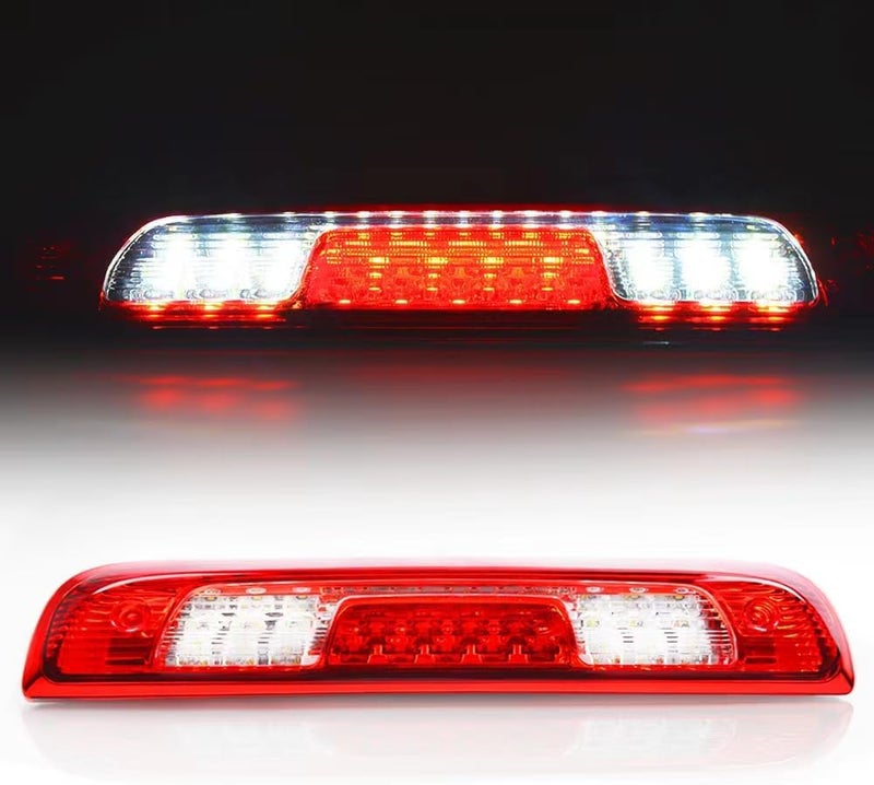 CHEDA Third 3D Brake Lights, Compatible with 2014-2018 Chevy Silverado GMC Sierra, Chrome Red Lens Clear Housing LED Bar Tail Cargo Lamp(Red/Clear lens Clear Bottoms) - Image 2