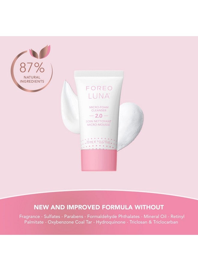 FOREO منظف وجه لونا ميكروفوم 2.0 غسول وجه مقشر مصغر للمسام لجميع أنواع البشرة حجم سفر منتجات العناية بالبشرة النباتية مع فيتامين E 0.67 أونصة - Image 4