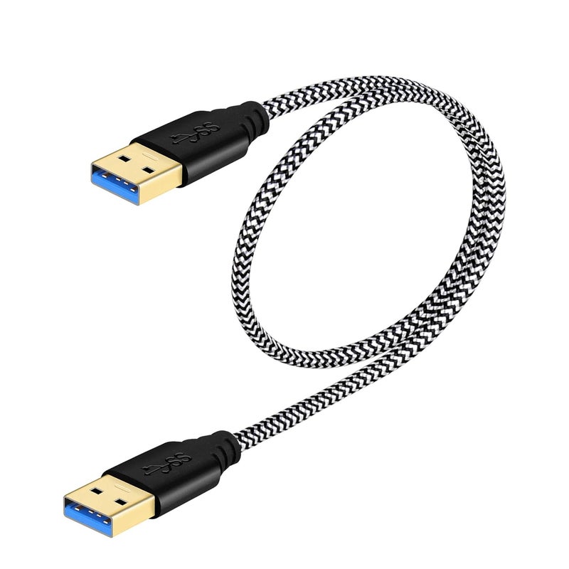 Fasgear USB to USB Cable 1.6ft – Nylon Braided USB 3.0 A to A Cable Male to Male Cord 5Gbps for Hard Drive Enclosures, Modems, Cameras (1.6ft, White) - Image 1