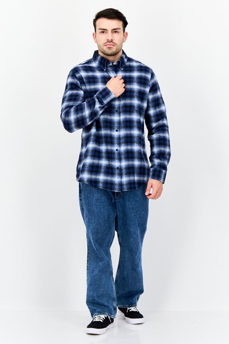 Chaps قميص رجالي عادي بقصة مريحة بأكمام طويلة ومخطط، متعدد الألوان - Image 4