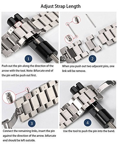 Berfine 18mm Quick Release Watch Strap,Premium Solid Stainless Steel Watch Band Replacement,Black - Image 5