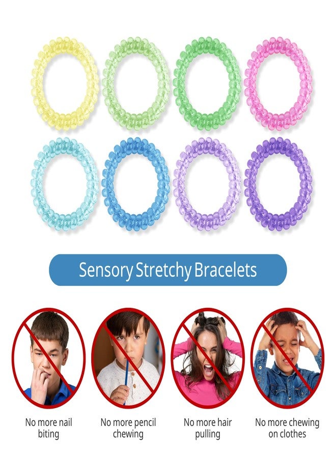 Sallurna Sensory Stretchy Bracelets for Boys and Girls, 8 Packs Strechy Coli Fidget Bracelets for Autism Kids, ADHD, Or Special Needs - Image 3