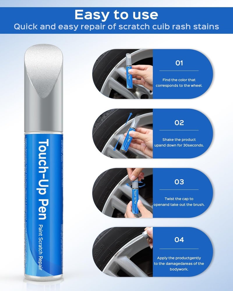RSACET Orbit Grey/Dark Grey Wheel Rims Touch Up Paint Compatible with BMW Wheel - DIY Curb Rash Repair With Color-Matched - Image 5