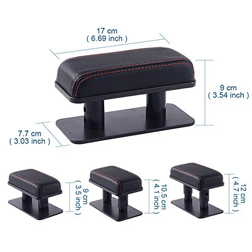 ATMOMO Adjustable Height Car Armrest Left Elbow Support Pad Anti-Fatigue Car Door Armrest Rest Pad (Black with Red Line) - Image 2