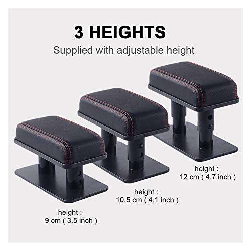 ATMOMO Adjustable Height Car Armrest Left Elbow Support Pad Anti-Fatigue Car Door Armrest Rest Pad (Black with Red Line) - Image 4