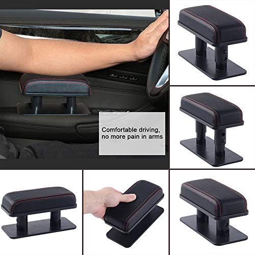 ATMOMO Adjustable Height Car Armrest Left Elbow Support Pad Anti-Fatigue Car Door Armrest Rest Pad (Black with Red Line) - Image 5