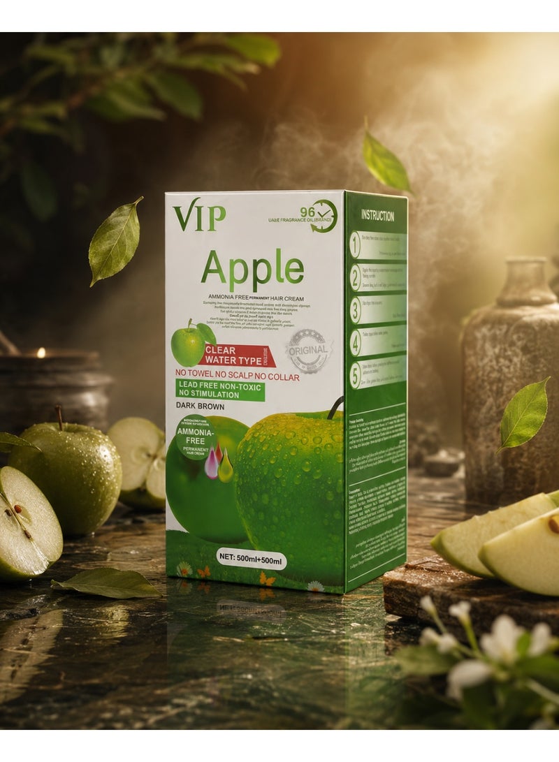VIP Apple Ammonia Free Dark Brown Hair Color Cream 500 ml + 500 ml - Image 5