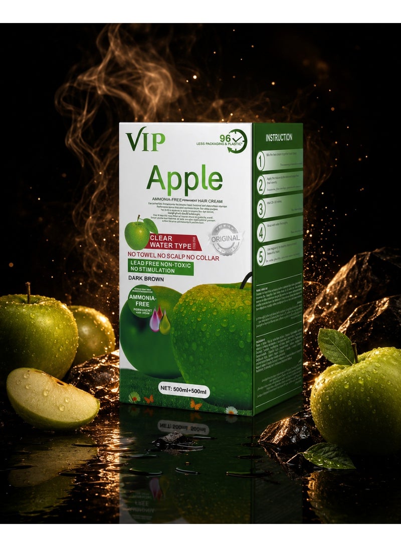 VIP Apple Ammonia Free Dark Brown Hair Color Cream 500 ml + 500 ml - Image 3