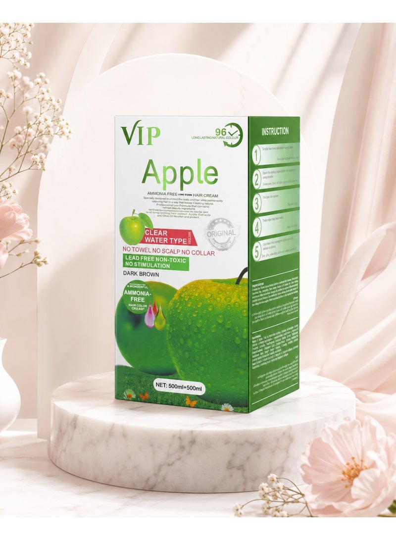 VIP Apple Ammonia Free Dark Brown Hair Color Cream 500 ml + 500 ml - Image 2