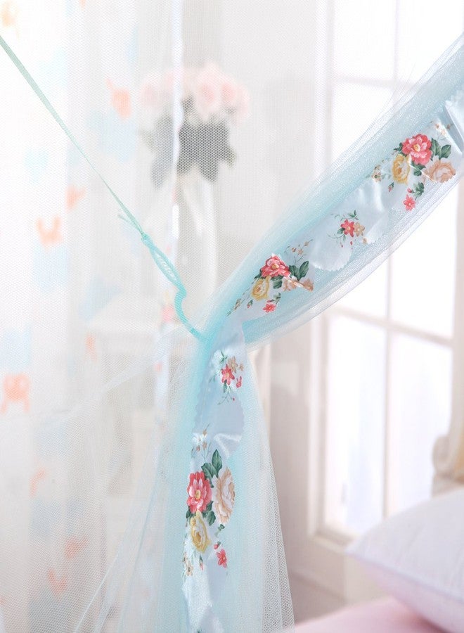 JQWUPUP Mosquito Net for Bed - 4 Corner Canopy Curtains for Girls, Kids, Toddlers Crib, Bedroom Decor (Twin Size, Light Blue) - Image 3