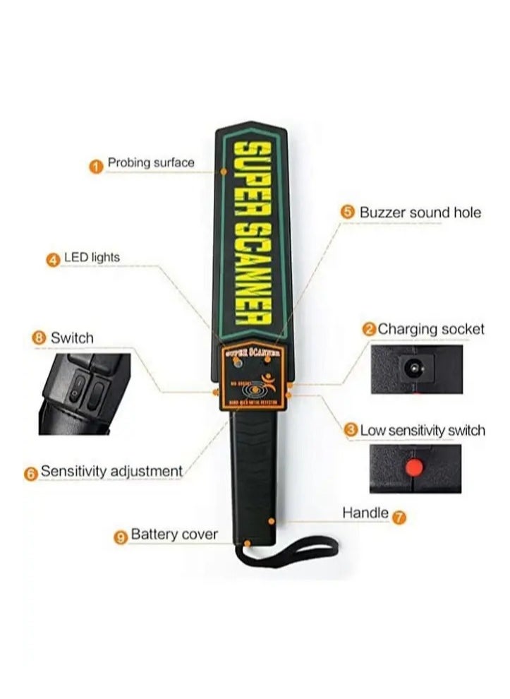 Handheld Metal Detector Security Alarm and Vibration Super Scanner Metal Detector for Public Security Detector