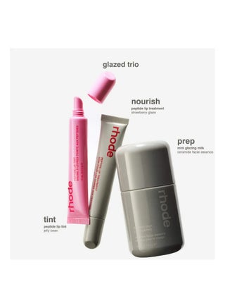 Rhode Glazed Trio Set Glazing Milk, Peptide Lip Treatment Strawberry Glaze & Peptide Lip Tint Jelly Bean - view 2