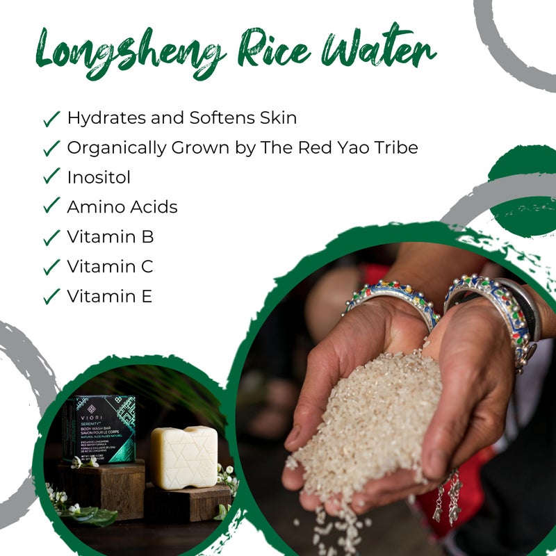 Viori Serenity Body Wash Bar -120 Gram Natural Aloe Scent - Body Soap Bar with Handcrafted with Longsheng Rice Water & Natural Ingredients - Sulfate-free, Paraben-free, 100% Vegan, Zero-Waste - Image 3