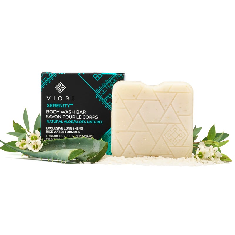 Viori Serenity Body Wash Bar -120 Gram Natural Aloe Scent - Body Soap Bar with Handcrafted with Longsheng Rice Water & Natural Ingredients - Sulfate-free, Paraben-free, 100% Vegan, Zero-Waste - Image 1