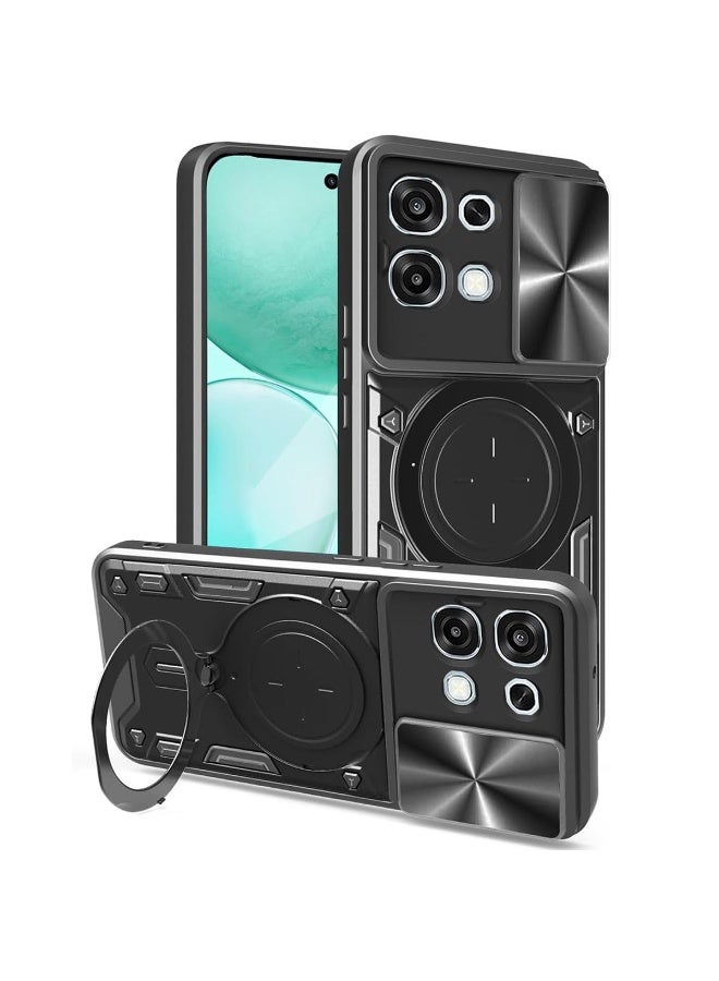 ثلاثة نمور لـ OPPO A6 Pro 5G Case, غطاء عدسة الكاميرا الشريحة, حامل الحلقة المغناطيسية حالة الهاتف الوقائي لـ OPPO A6 Pro 5G, أسود - Image 1