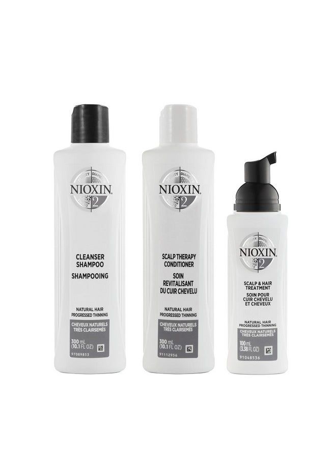 Nioxin مجموعة نظام 2 لعلاج تقوية الشعر وتكثيفه تعالج وترطب فروة الرأس الحساسة أو الجافة للشعر الطبيعي مع خفة في الترقق حجم كامل (توريد 3 أشهر)  - Image 2