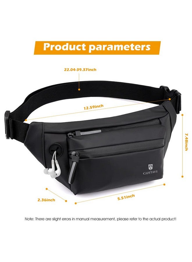 GUSTAVE® Large Waterproof Sling Pack Chest Bag Waist Bags Fanny Pack Cross Body Travel Bag BumBag Men Women Fanny Pack for Hiking Travel Camping Running Sports Outdoors with Adjustable Strap - Image 4