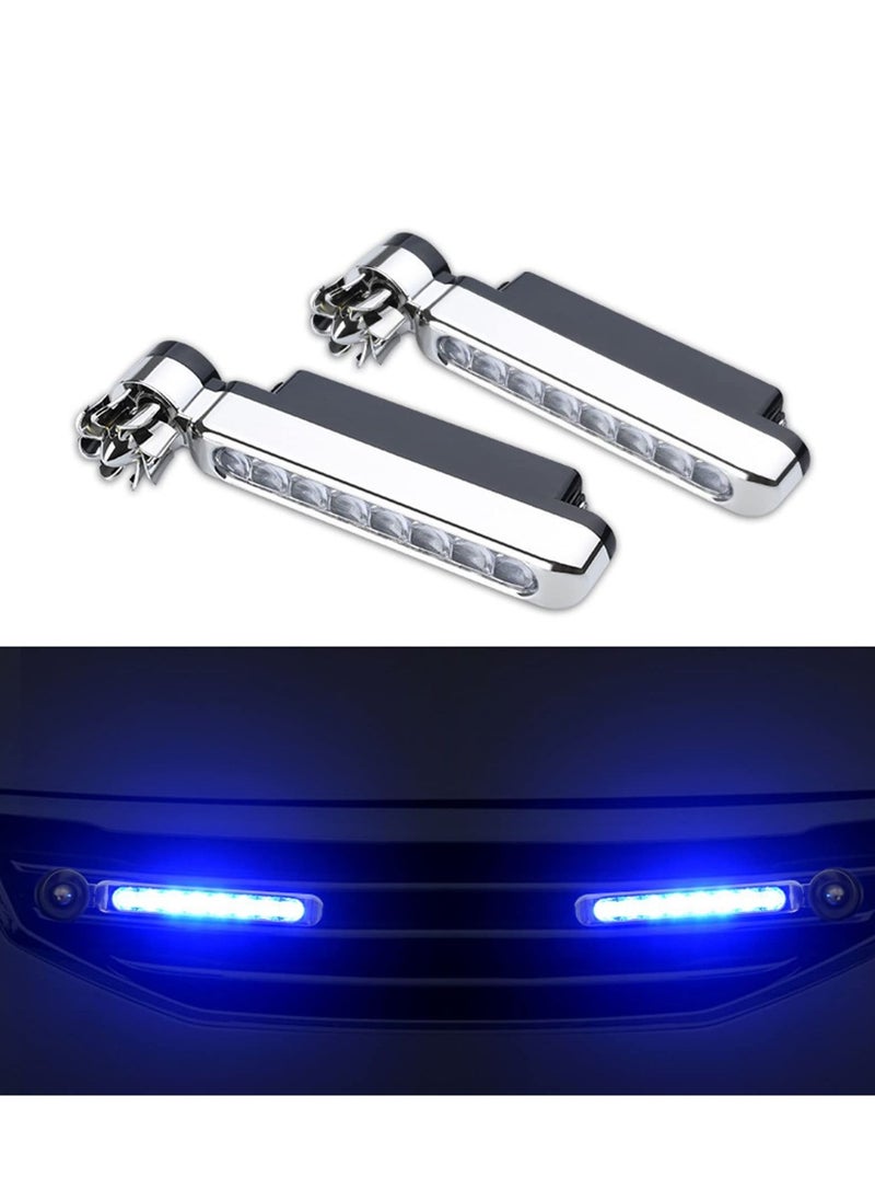 KASTWAVE - Wind Power Daytime Running Light 1 Pair 8LEDs Car Universal Wind Energy Powered Daytime Running Light Auxiliary Lamp Automobile Decorative Lamp No Need External Power Supply-Blue - Image 1