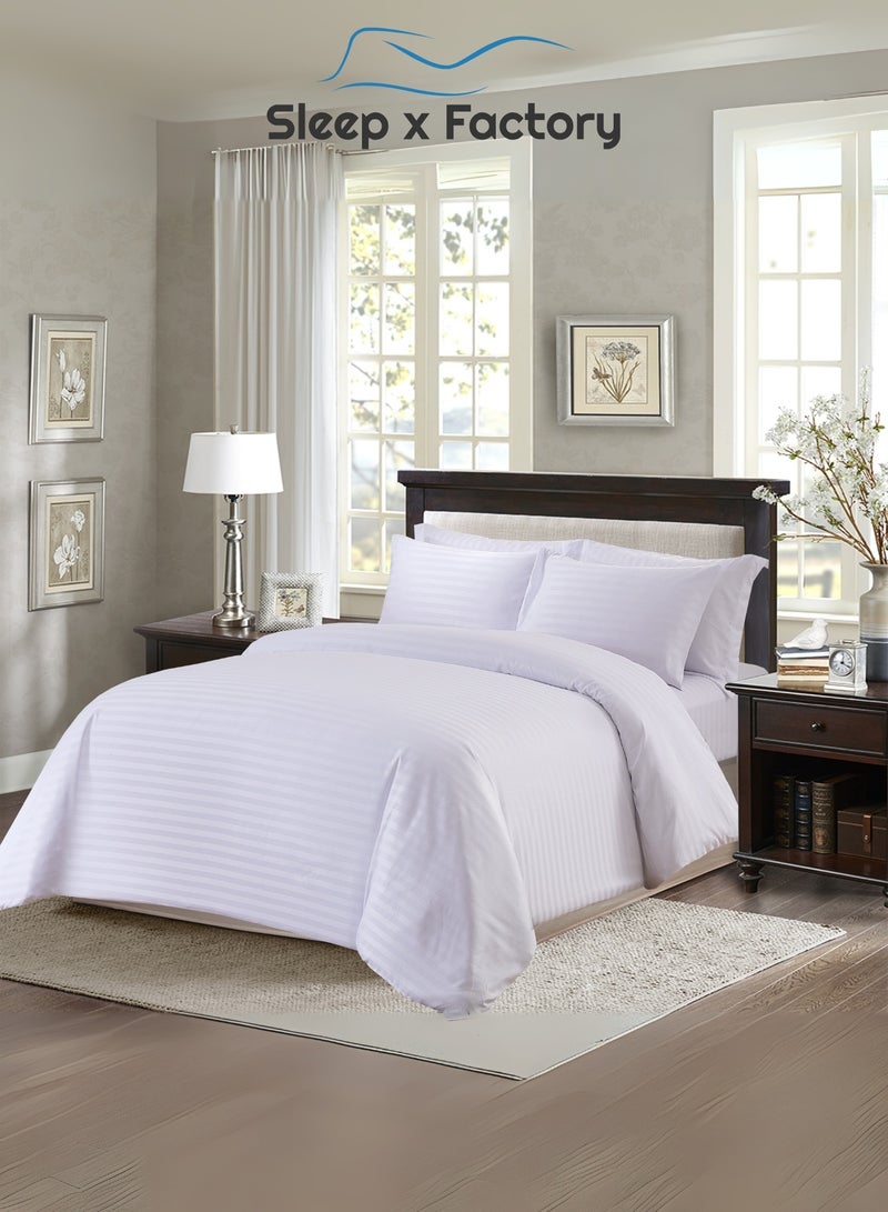 Sleep x Factory Rest Dose Hotel Comforter Set – 7 Pieces – Soft Touch – Striped White – 260x240 cm - Image 1