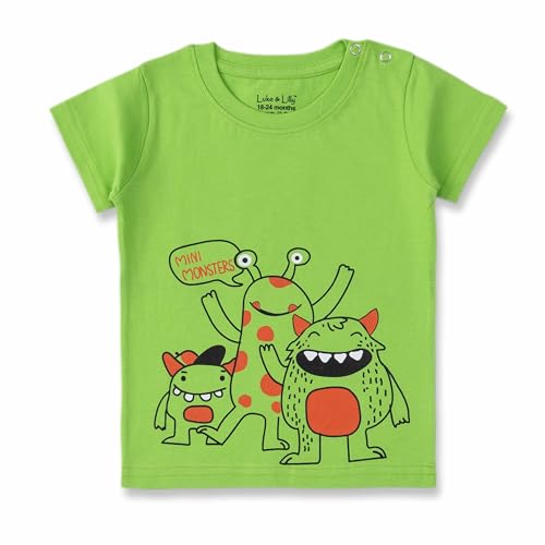 Luke and Lilly Baby Boys Printed Cotton Regular Fit Half Sleeve T-Shirt, Multicolor Pack of 5 - Image 3
